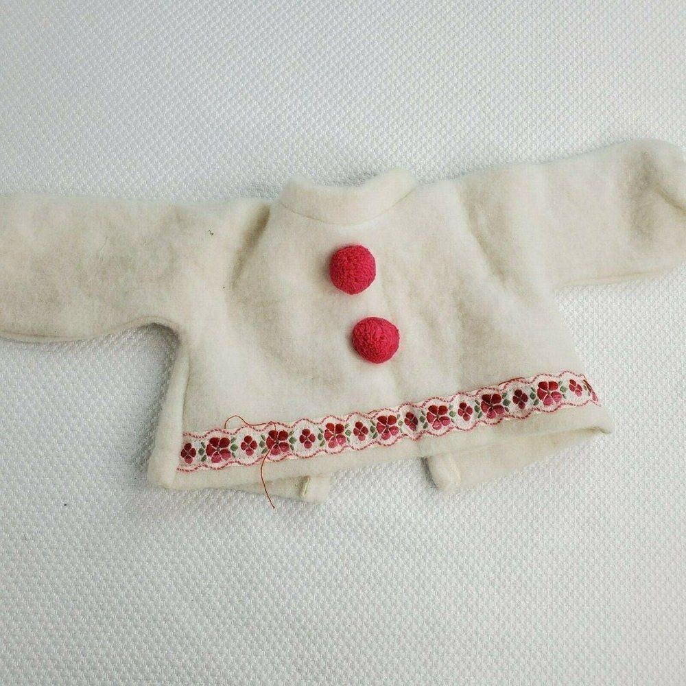 Vintage Vogue Dolls Made In USA Fleece Jacket White Pink For 18" Doll